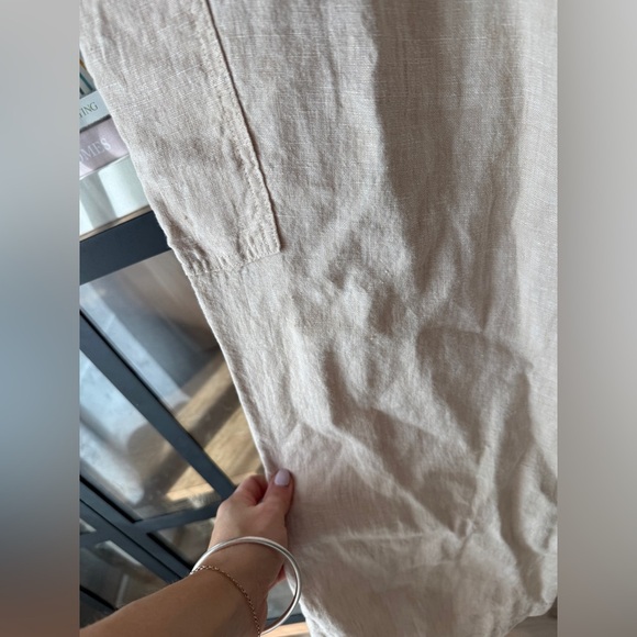 Lands’ End Linen cargo pants beige sand petite short putty drawstring straight - Picture 8 of 11